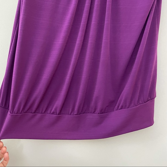 I.N. Studio Magenta Purple Short Sleeve Blouse with Cutout Back - Picture 6 of 7